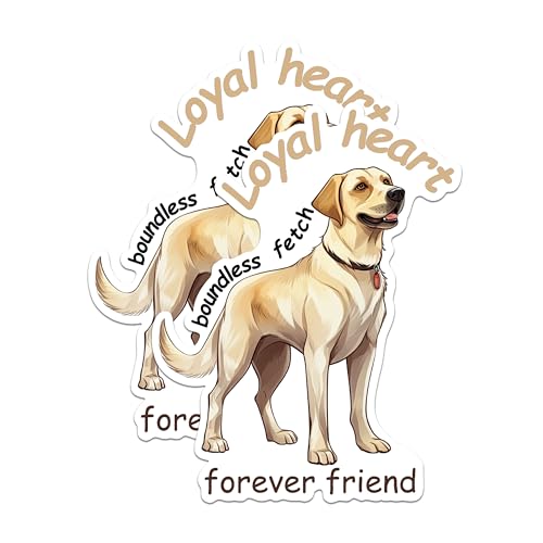 (2 Packs) Loyal Heart Boundless Fetch Forever Friend Stickers - Golden Lab Decals - 5 Inches On Longest Side - Premium Vinyl Decal - Sticks to Any Smooth Flat Surface - Made in USA - BMCS2355