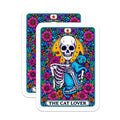(2 Pack) Cat Lover Skeleton Magnets - Dia De Muertos Floral - Witchy Refrigerator Decor - 5 Inches On Longest Side - Thick Durable Magnet - Made in USA - MAG25680