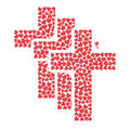 (3 Pack) Heart Cross Decals - Christian Symbol - Love Design Sticker - 3 Inches On Longest Side - Easy Peel & Apply - Made in USA - 3MCS7407