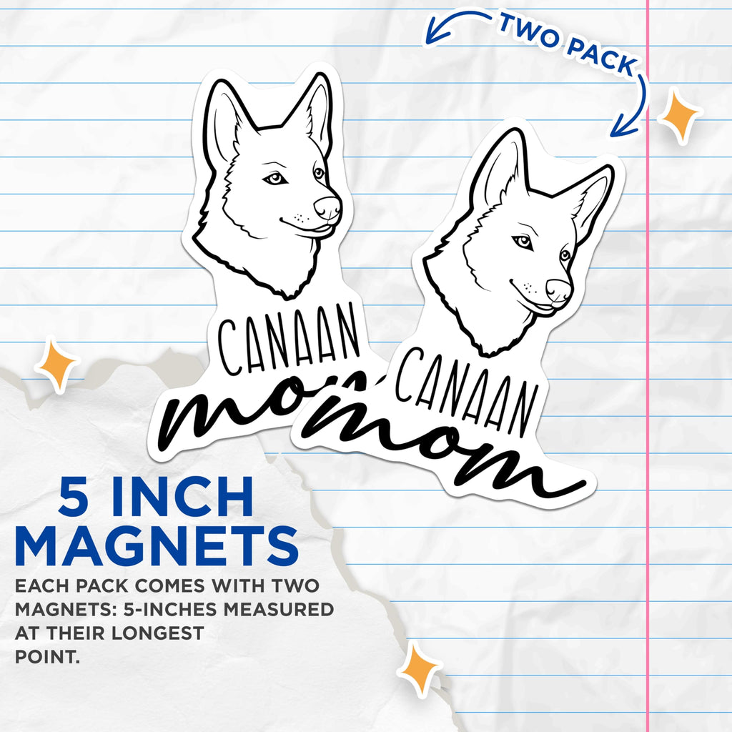 (2 Pack) Canaan Dog Mom Magnets - Canine Parent Decor - Breed Specific Flair - 5 Inches On Longest Side - Thick Durable Magnet - Made in USA - MAG27015