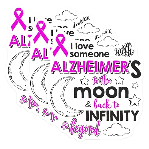 (3 Pack) Alzheimer's Awareness Decals - Love Someone - Infinity and Beyond - 3 Inches On Longest Side - Easy Peel & Apply - Made in USA - 3MCS7665