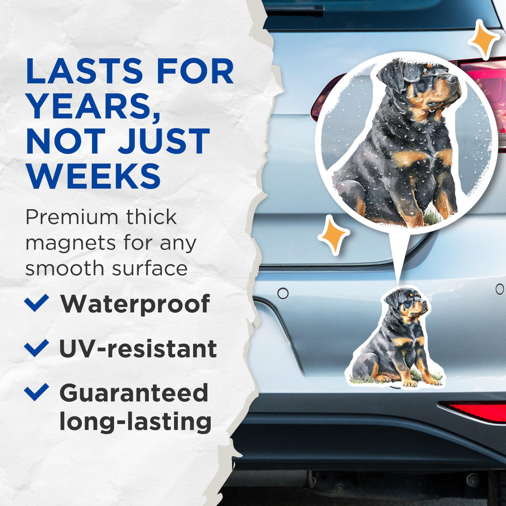 (2 Pack) Rottweiler Dog Magnets - Cute Puppy Decor - Dog Lover Accessories - 5" On Longest Side - Premium Magnet - for Cars, Refrigerators, Toolboxes, Lockers - Made in USA - MAG16440