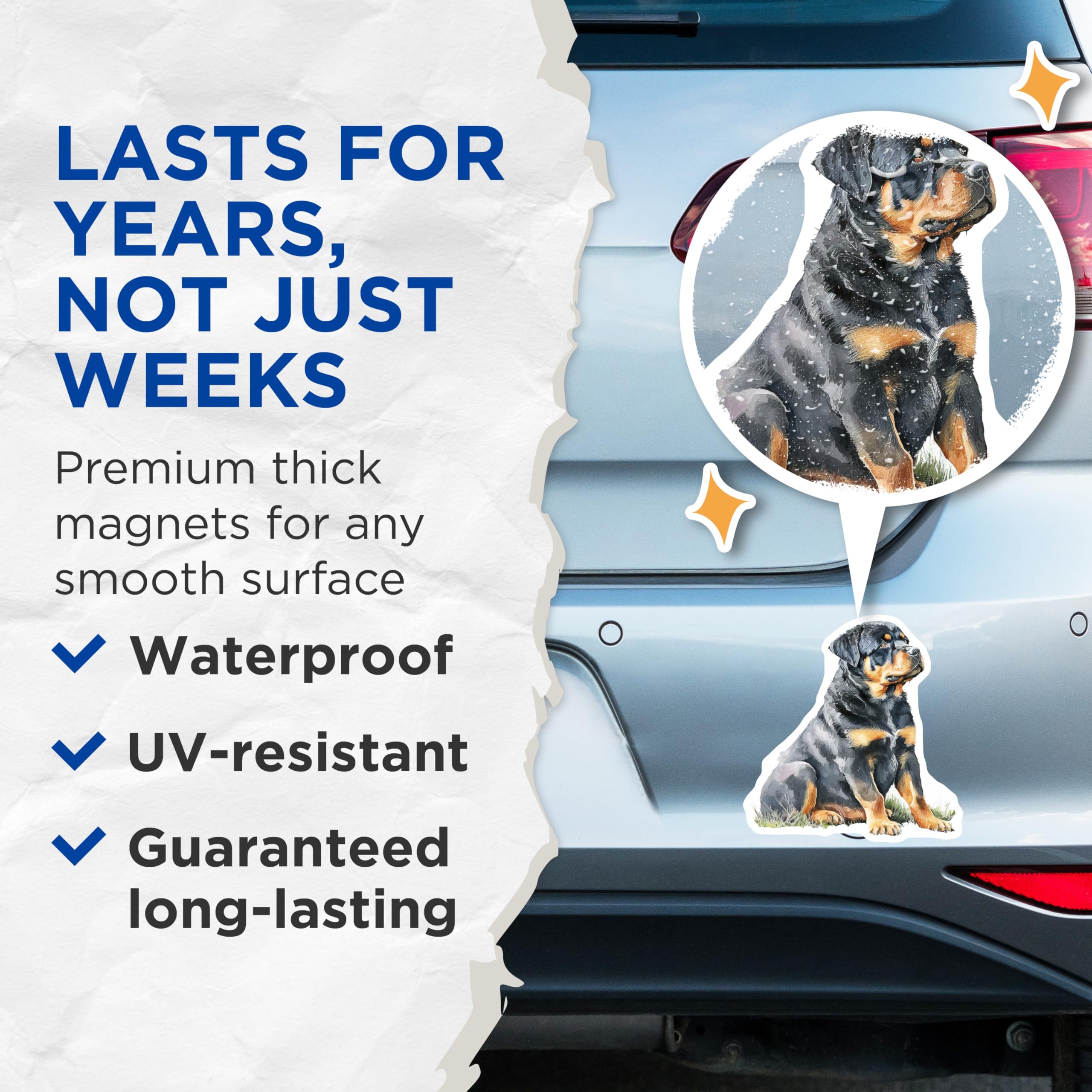 (2 Pack) Rottweiler Dog Magnets - Cute Puppy Decor - Dog Lover Accessories - 5" On Longest Side - Premium Magnet - for Cars, Refrigerators, Toolboxes, Lockers - Made in USA - MAG16440