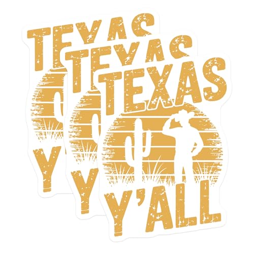 (3 Pack) Texas Yall Decals - Cowboy Decal - Laptop Decal- 3 Inches On Longest Side - Easy Peel & Apply - Made in USA - 3MCS5504