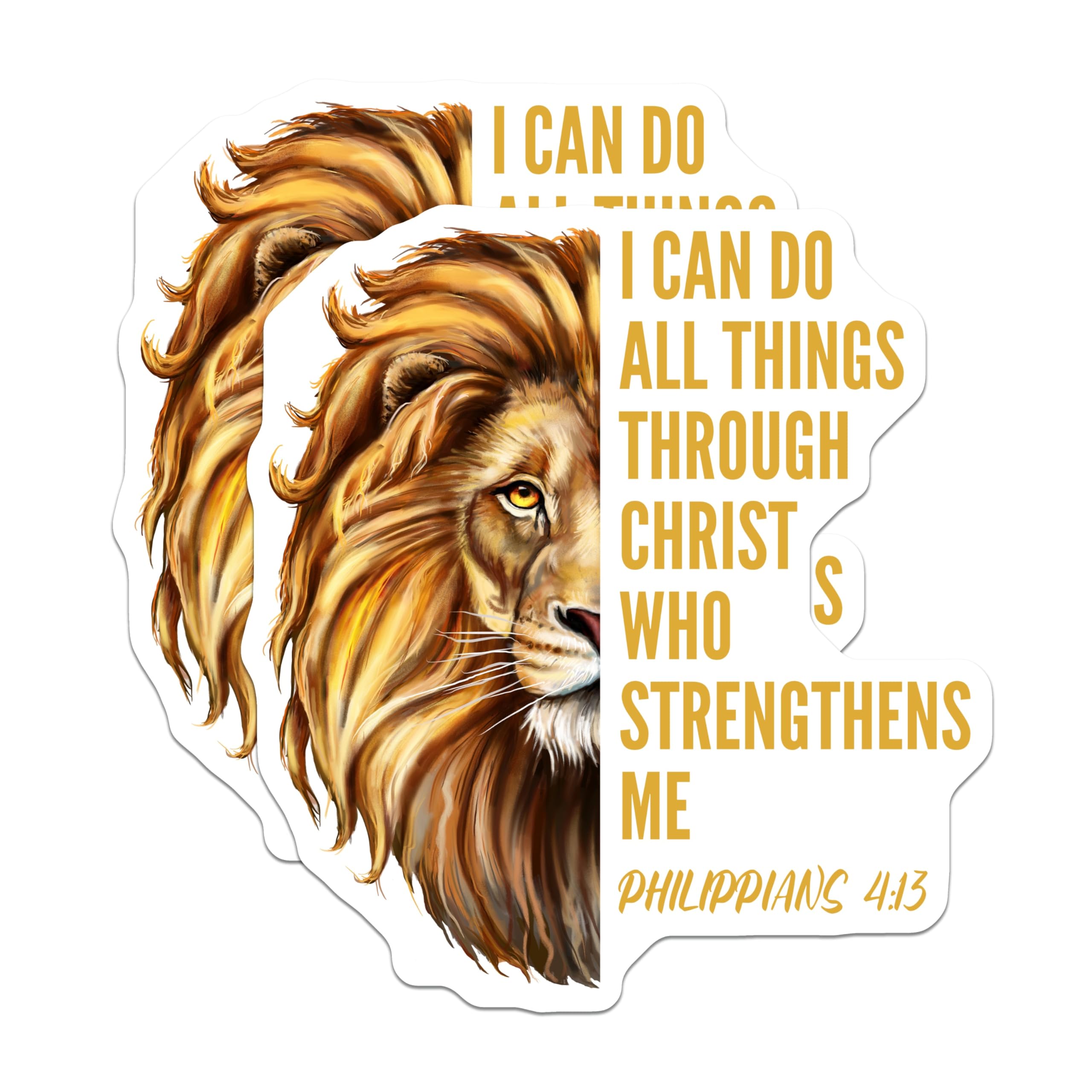 (2 Pack) Christian Lion Magnets - Philippians 4:13 Verse - Spiritual Faith Inspirational Decor - 5 Inches On Longest Side - Thick Durable Magnet - Made in USA - MAG20678