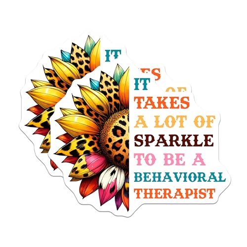 (2 Pack) It Takes A Lot of Sparkle to Be A Behavioral Therapist Stickers - Inspirational Stickers - Leopard Print - 5" On Longest Side - Sticks to Smooth Flat Surfaces- Made in USA - BMCS3176