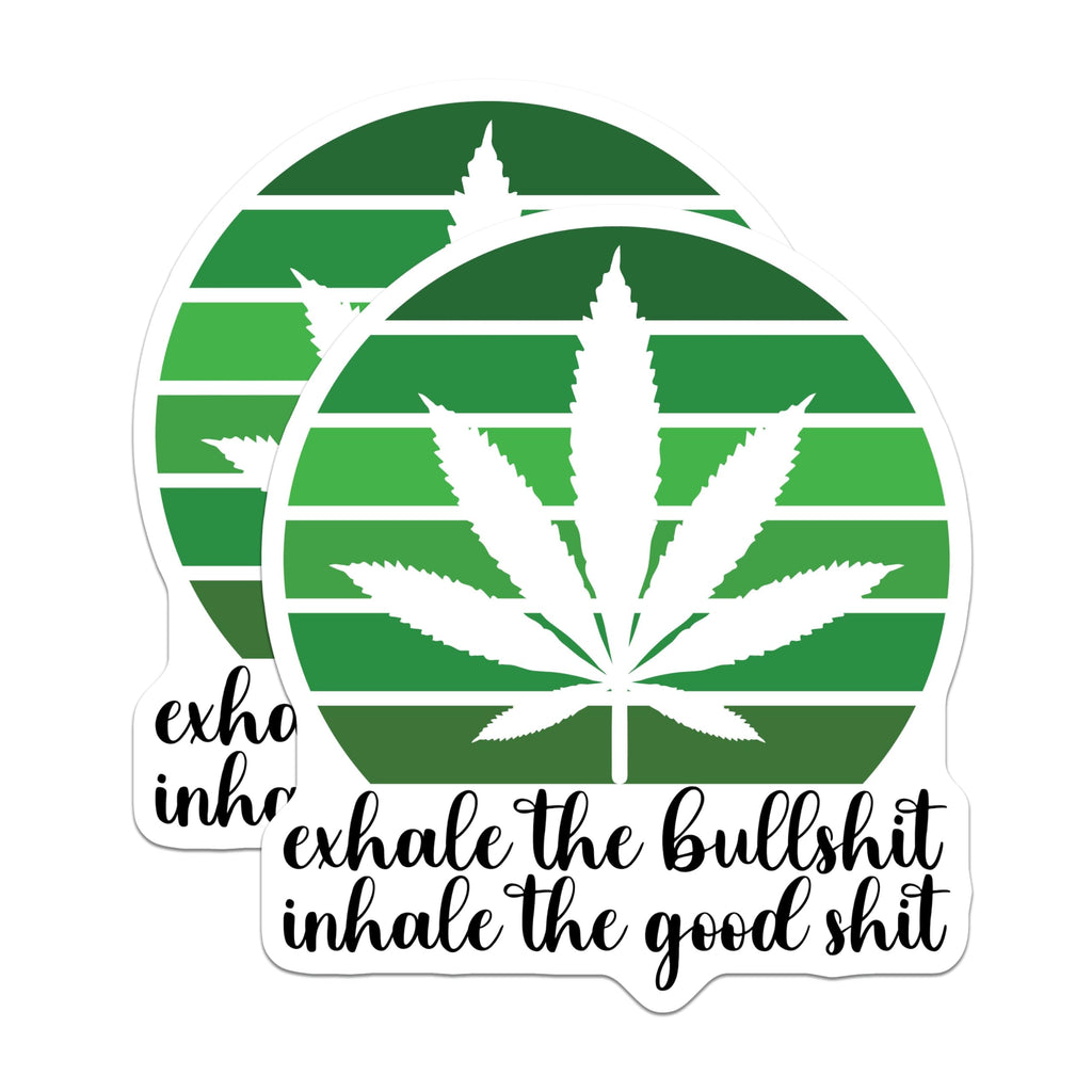 (2 Pack) Exhale The Bullshit Stickers - Inhale The Good Shit - 5" On Longest Side - Sticks to Smooth Flat Surfaces - Made in USA - BMCS8913 - BMCS8913