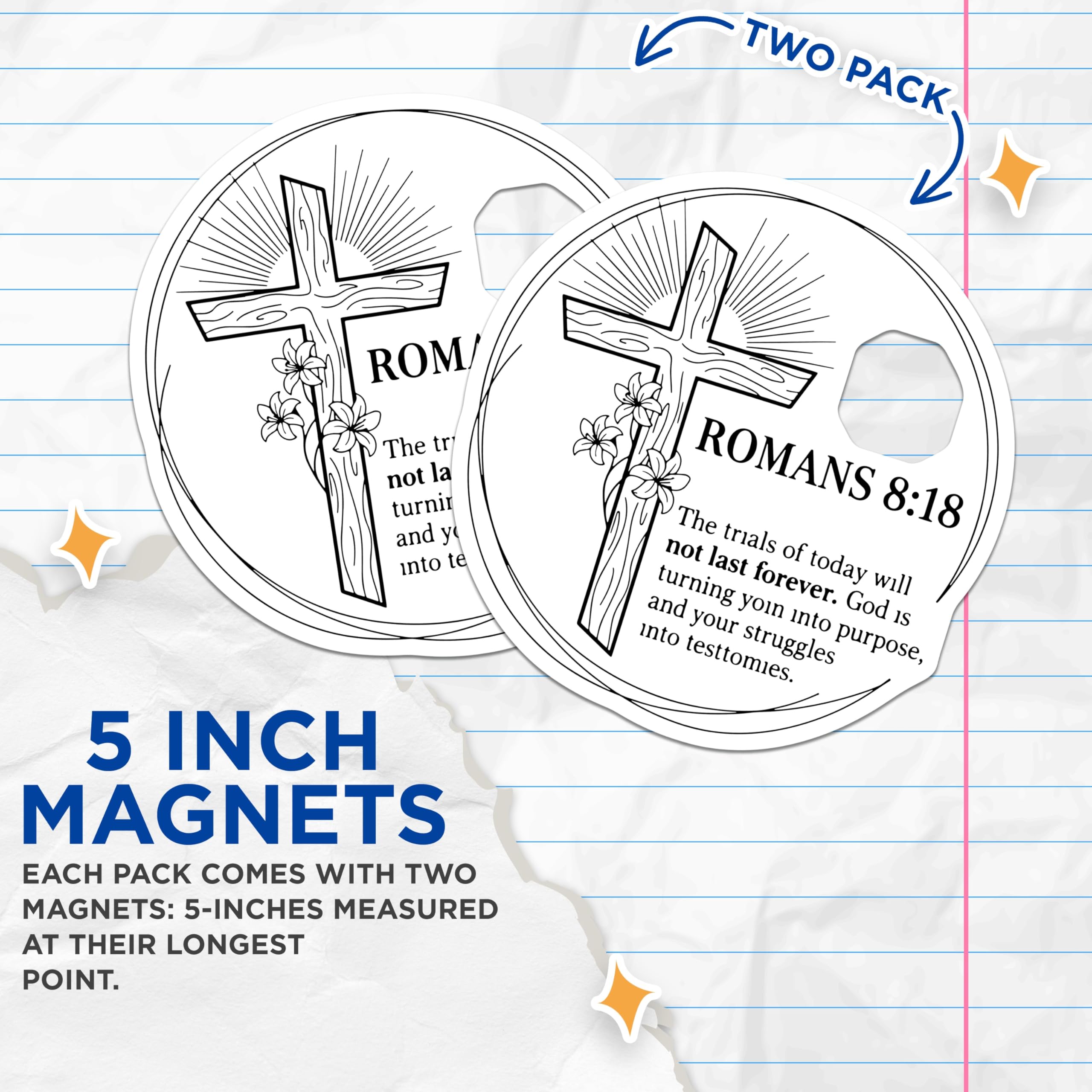 (2 Pack) Romans 8 18 Magnets - Christian Verse - Religious Inspiration - 5" On Longest Side - Premium Magnet - for Cars, Refrigerators, Toolboxes, Lockers - Made in USA - MAG15057