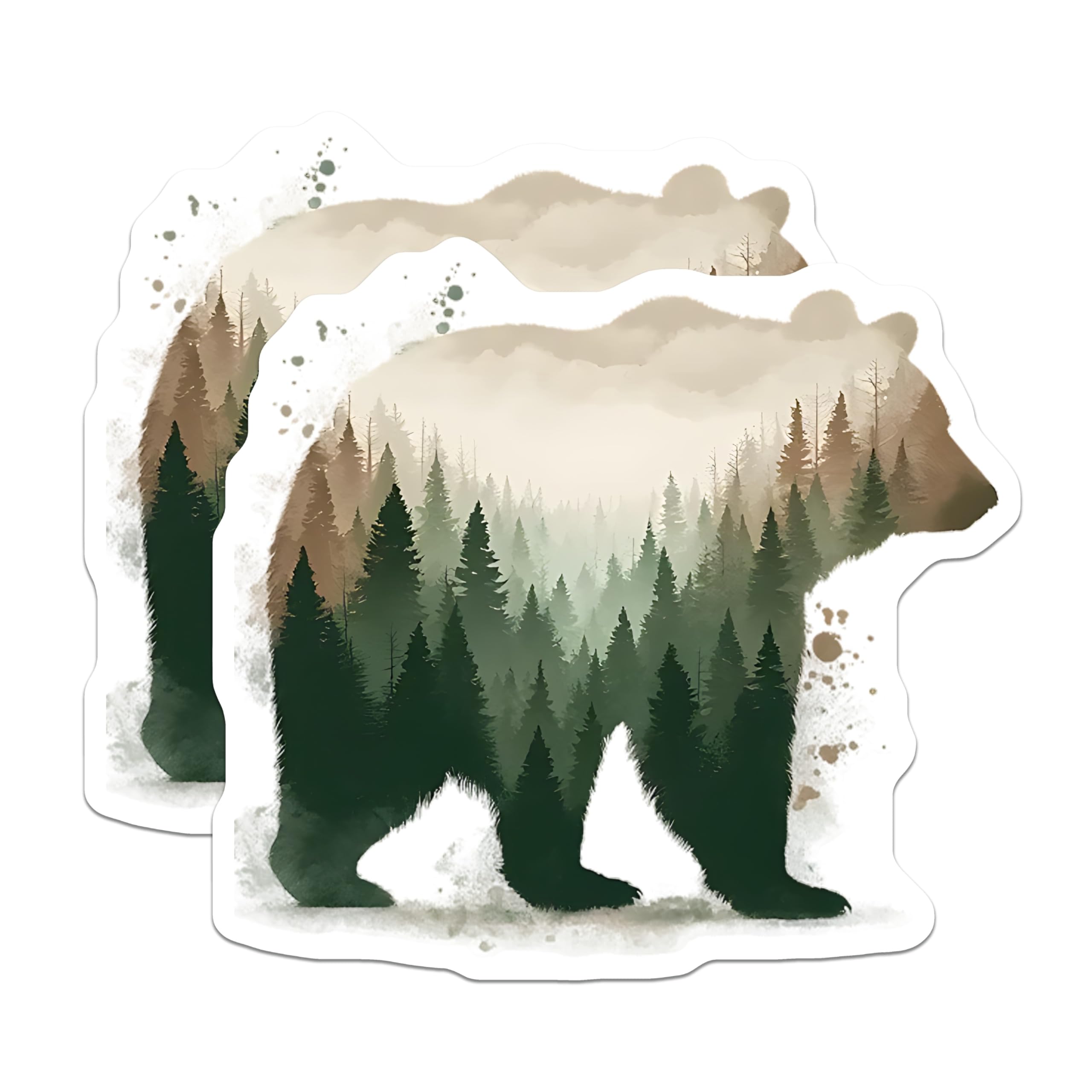 (2 Pack) Bear Forest Magnets - Nature Scene Decor - Wildlife Fridge Magnets - 5" On Longest Side - Premium Magnet - for Cars, Refrigerators, Toolboxes, Lockers - Made in USA - MAG14795