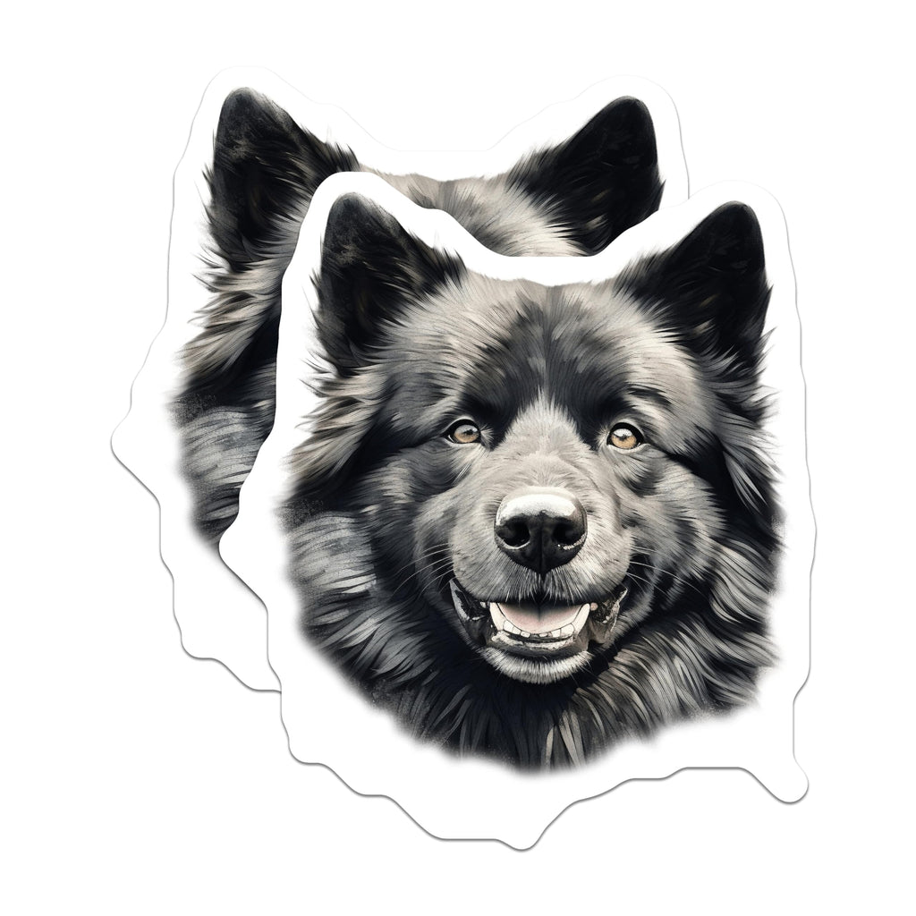 (2 Pack) Black Fluffy Dog Magnets - Smiling Dog Portrait - Pet Lover Fridge Decor - 5 Inches On Longest Side - Thick Durable Magnet - Made in USA - MAG30202