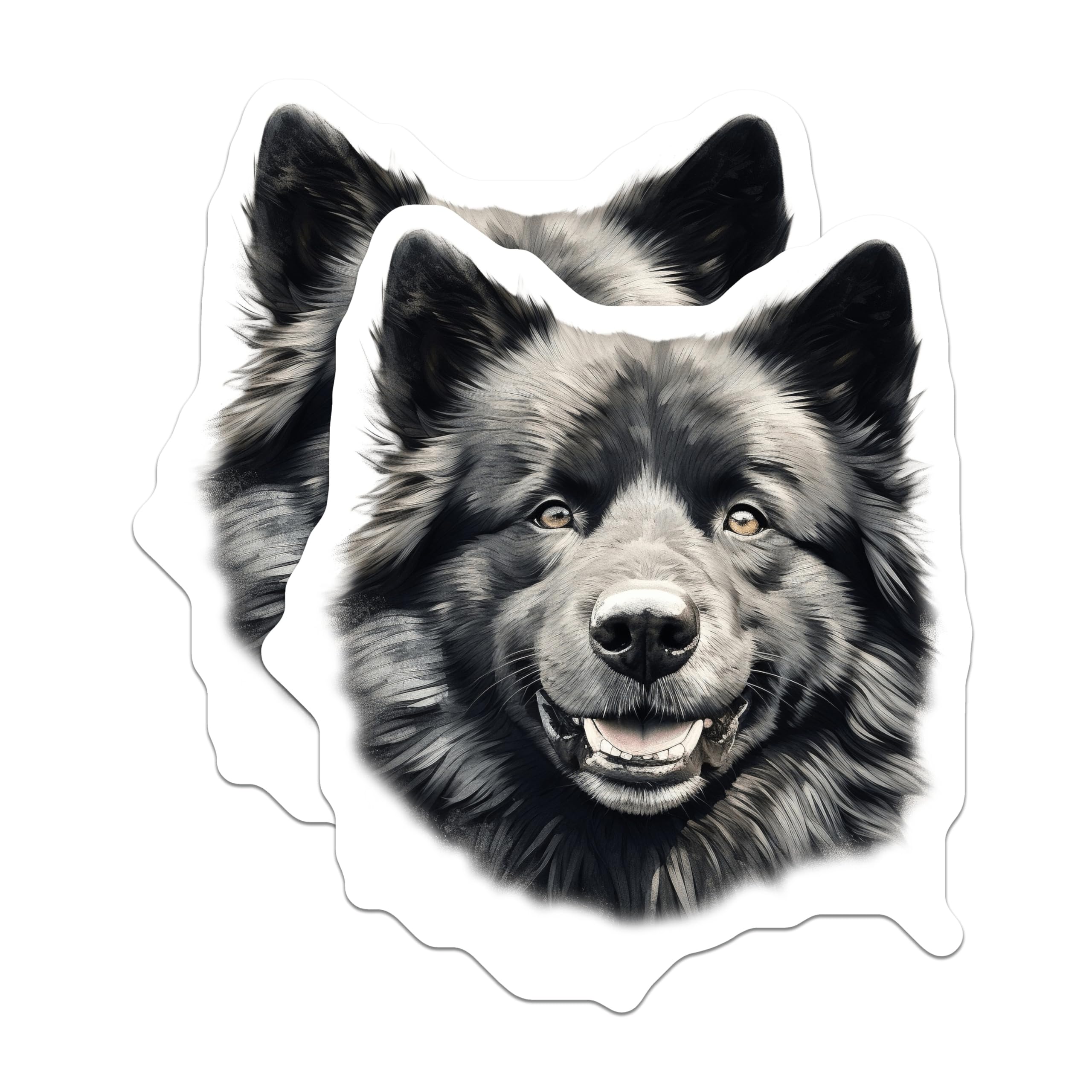 (2 Pack) Black Fluffy Dog Magnets - Smiling Dog Portrait - Pet Lover Fridge Decor - 5 Inches On Longest Side - Thick Durable Magnet - Made in USA - MAG30202