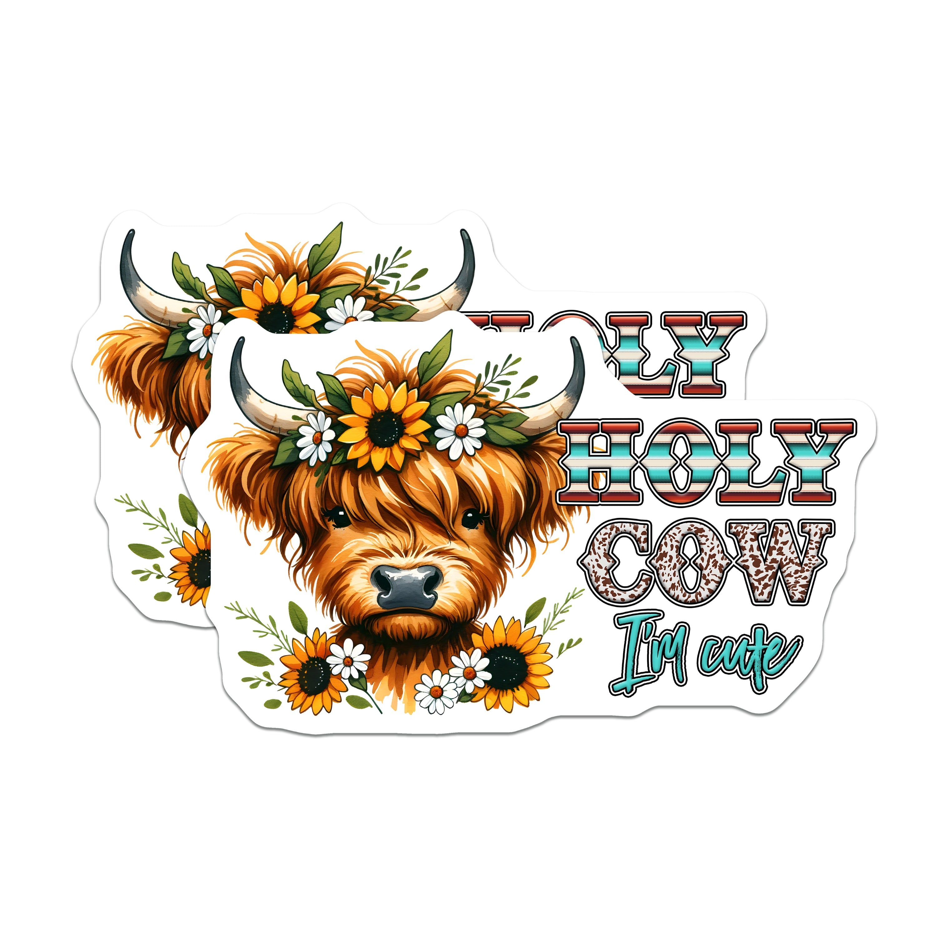 (2 Pack) Highland Cow Magnets - Cute Farm Animal Decor - Funny Refrigerator Accent - Western Style Art - 5 Inches On Longest Side - Thick Durable Magnet - Made in USA - MAG39304