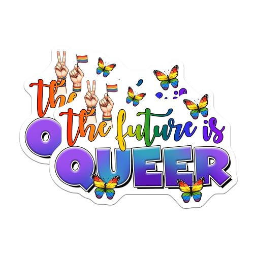 (2 Pack) Equality Pride Stickers - LGBTQ Rainbow Decals - The Future is Queer - 5" On Longest Side - Sticks to Smooth Flat Surfaces - Made in USA - BMCS8290