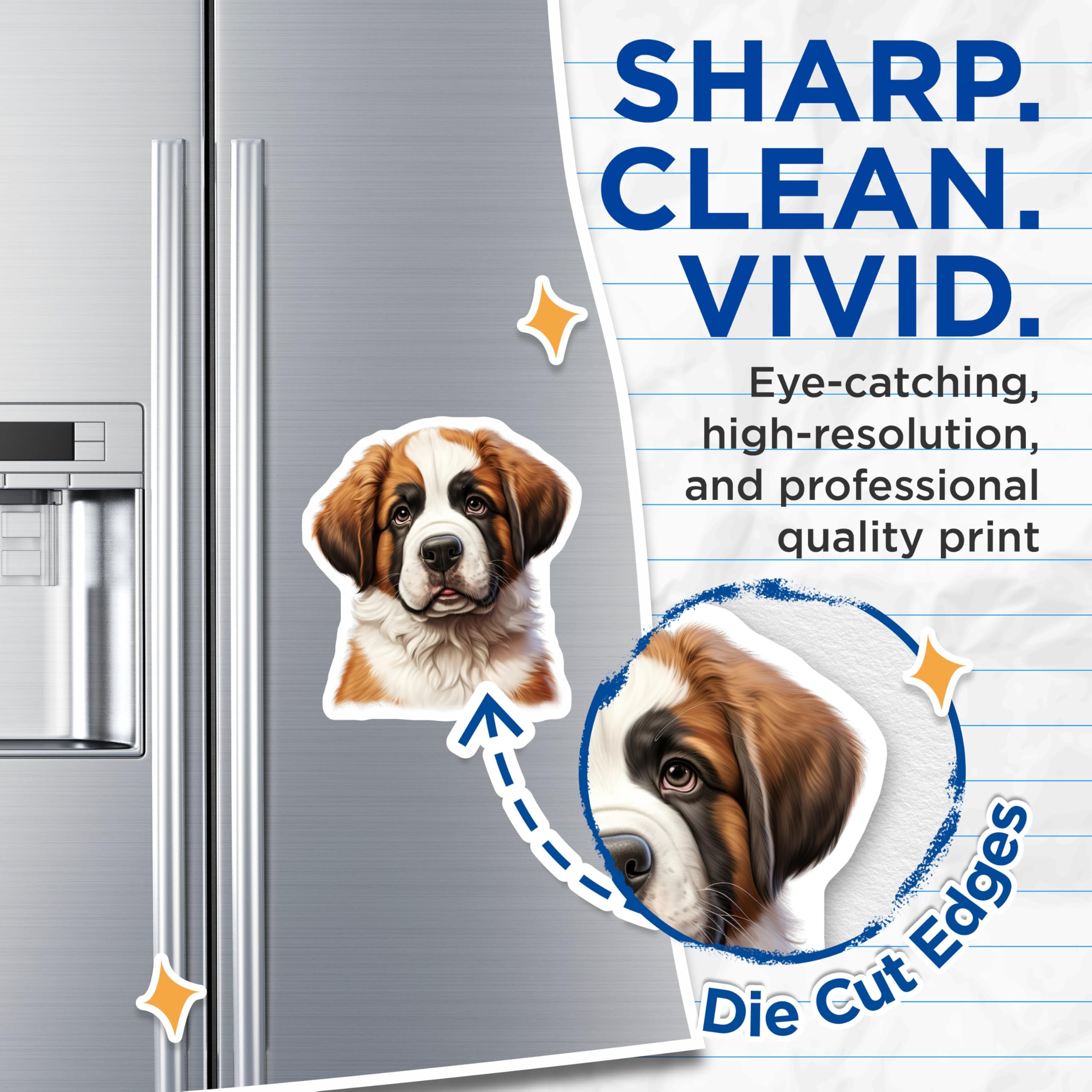 (2 Pack) St Bernard Puppy Magnets - Cute Dog Breed Decor - Pet Lover Home Accent - 5 Inches On Longest Side - Thick Durable Magnet - Made in USA - MAG24489