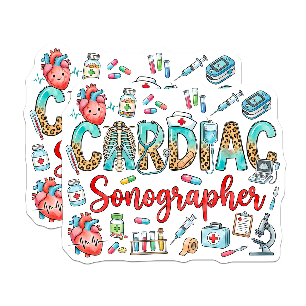 (2 Pack) Cardiac Sonographer Magnets - Ultrasound Tech Decor - Medical Professional Appreciation Healthcare Worker - 5 Inches On Longest Side - Thick Durable Magnet - Made in USA - MAG29167