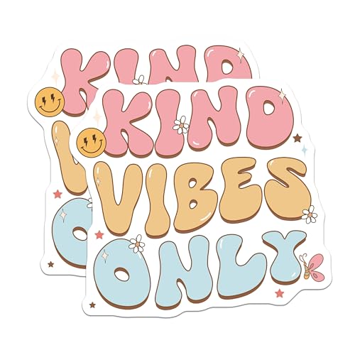 (2 Pack) Kind Vibes Only Magnets - Motivational Quotes Magnets - Positive Messages Magnets - 5" On Longest Side - for Cars, Fridges, Toolboxes - Made in USA - MAG7105