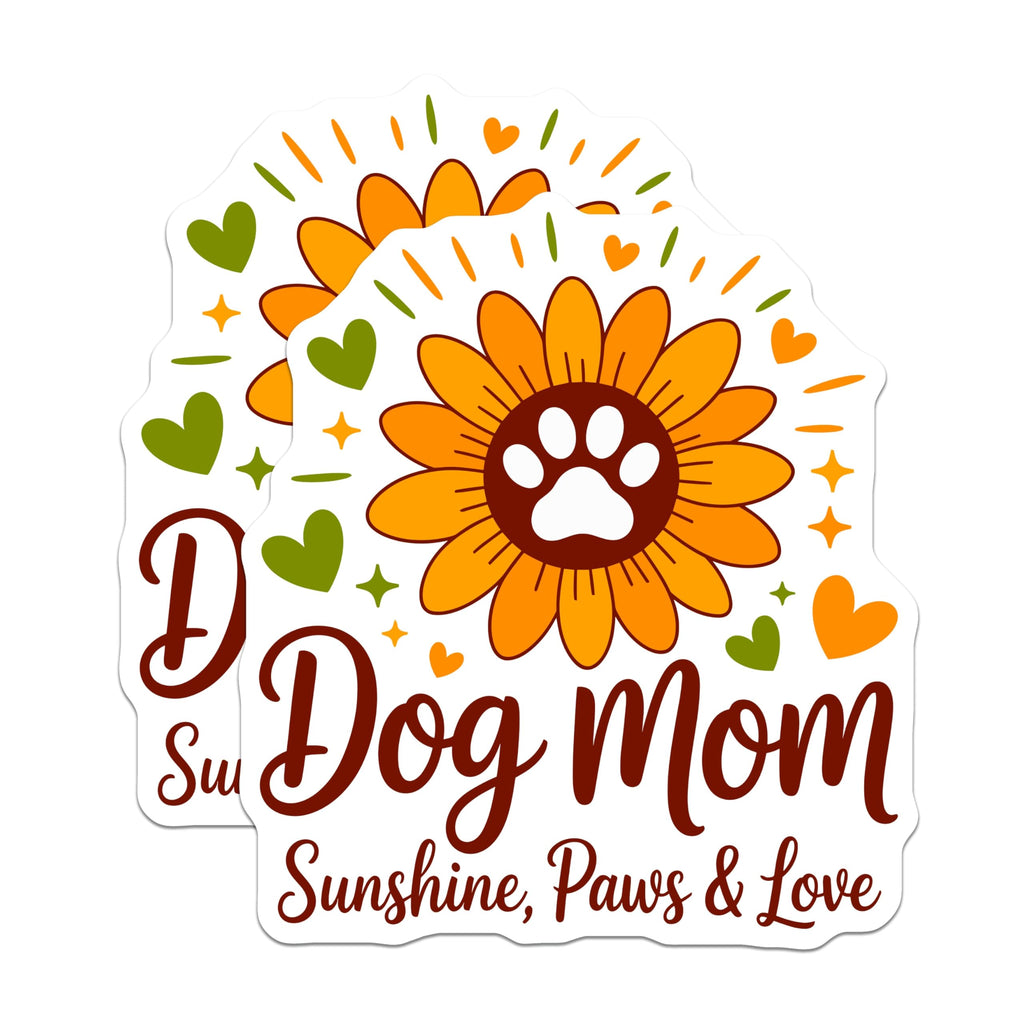 (2 Pack) Dog Mom Sunshine Paws Magnets - Sunflower Paw Print Decor - Pet Parent Kitchen Display - 5 Inches On Longest Side - Thick Durable Magnet - Made in USA - MAG28232