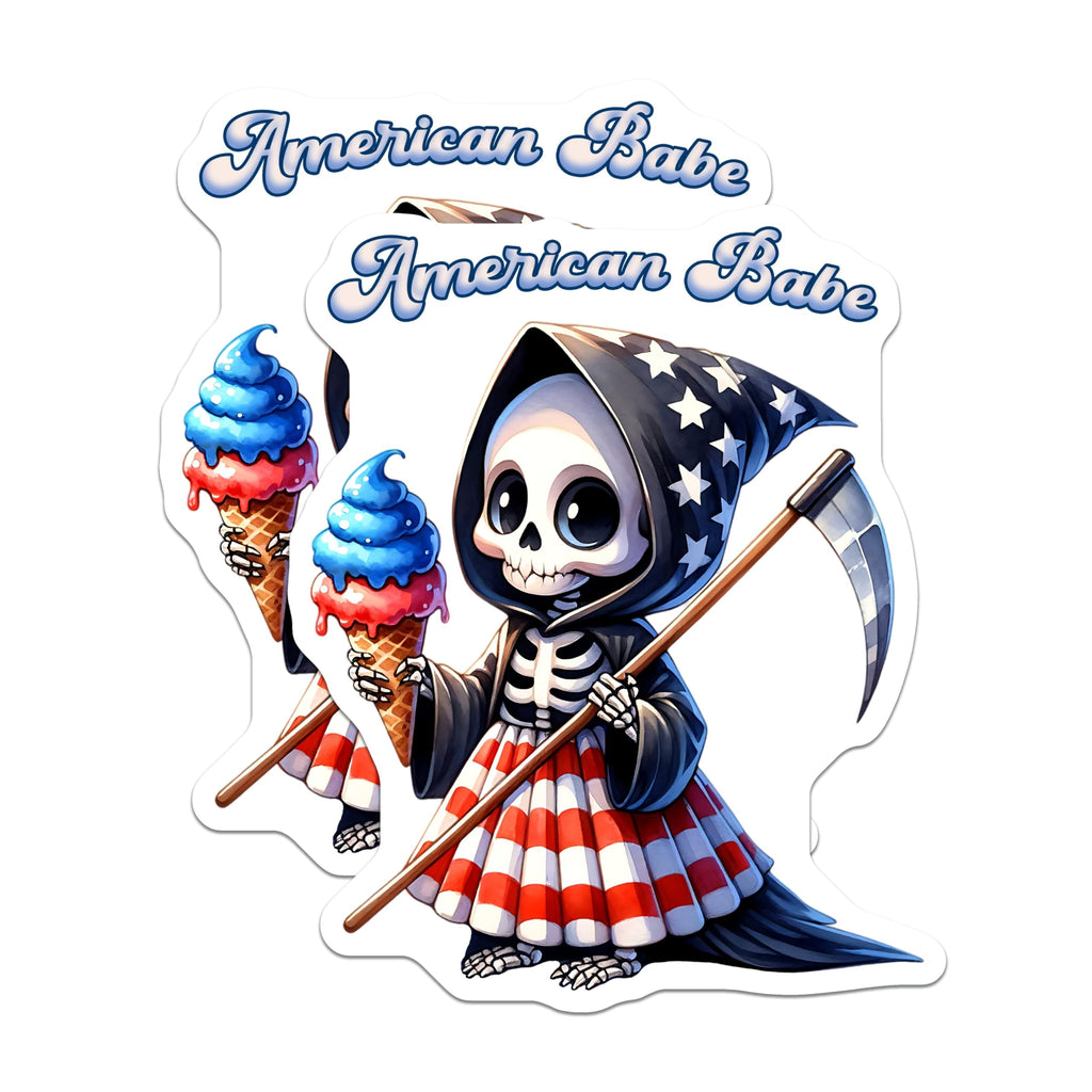 (2 Pack) American Babe Magnets - Patriotic Skeleton Decor - 5" On Longest Side - for Cars, Fridges, Toolboxes - Made in USA - MAG7914