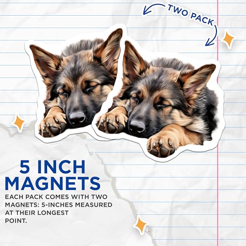 (2 Pack) Cute Puppy Decor Magnet - Animal Lover Gifts - Pet Owners Accessories - 5" On Longest Side - Sticks to Smooth Flat Surfaces - Made in USA - MAG10175