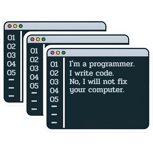 (3 Pack) Programmer Decals - Funny Coder Saying - Computer Geek Decor - 3 Inches On Longest Side - Easy Peel & Apply - Made in USA - 3MCS6194