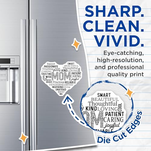 (2 Pack) Mom Word Art Magnets - Heart Shaped Mom Words - Inspirational Mother's Day Decor - 5" On Longest Side - for Cars, Fridges, Toolboxes - Made in USA - MAG7185