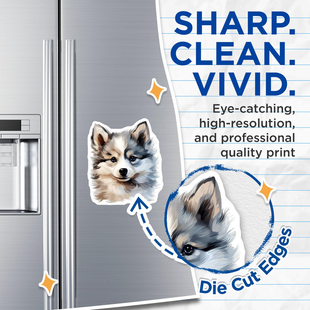 (2 Pack) Cute Fluffy Puppy Magnets - Adorable Dog Lover Kitchen Decor - Pet Parent Refrigerator Art - 5 Inches On Longest Side - Thick Durable Magnet - Made in USA - MAG26966
