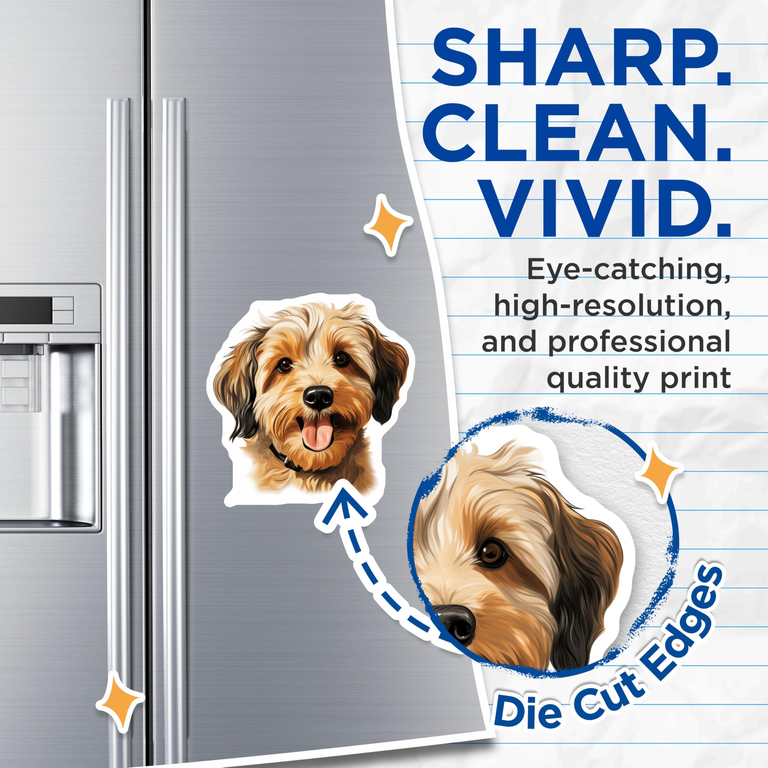 (2 Pack) Cute Scruffy Dog Magnets - Happy Terrier Doodle Pup Decor - Pet Lover Refrigerator Item - 5 Inches On Longest Side - Thick Durable Magnet - Made in USA - MAG28218
