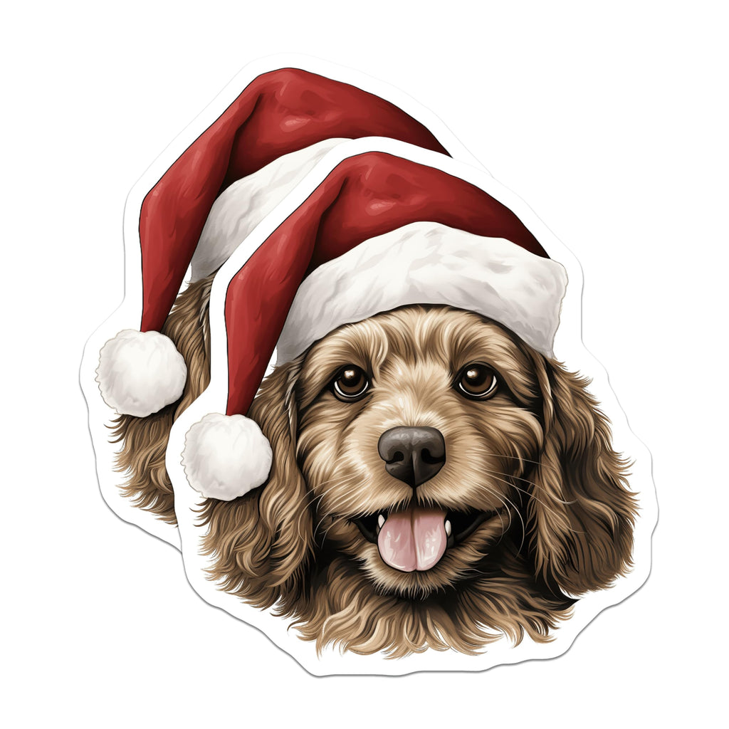 (2 Pack) Christmas Dog Magnets - Santa Hat Pet Decor - Festive Animal Refrigerator Cute Magnets - 5 Inches On Longest Side - Thick Durable Magnet - Made in USA - MAG26999
