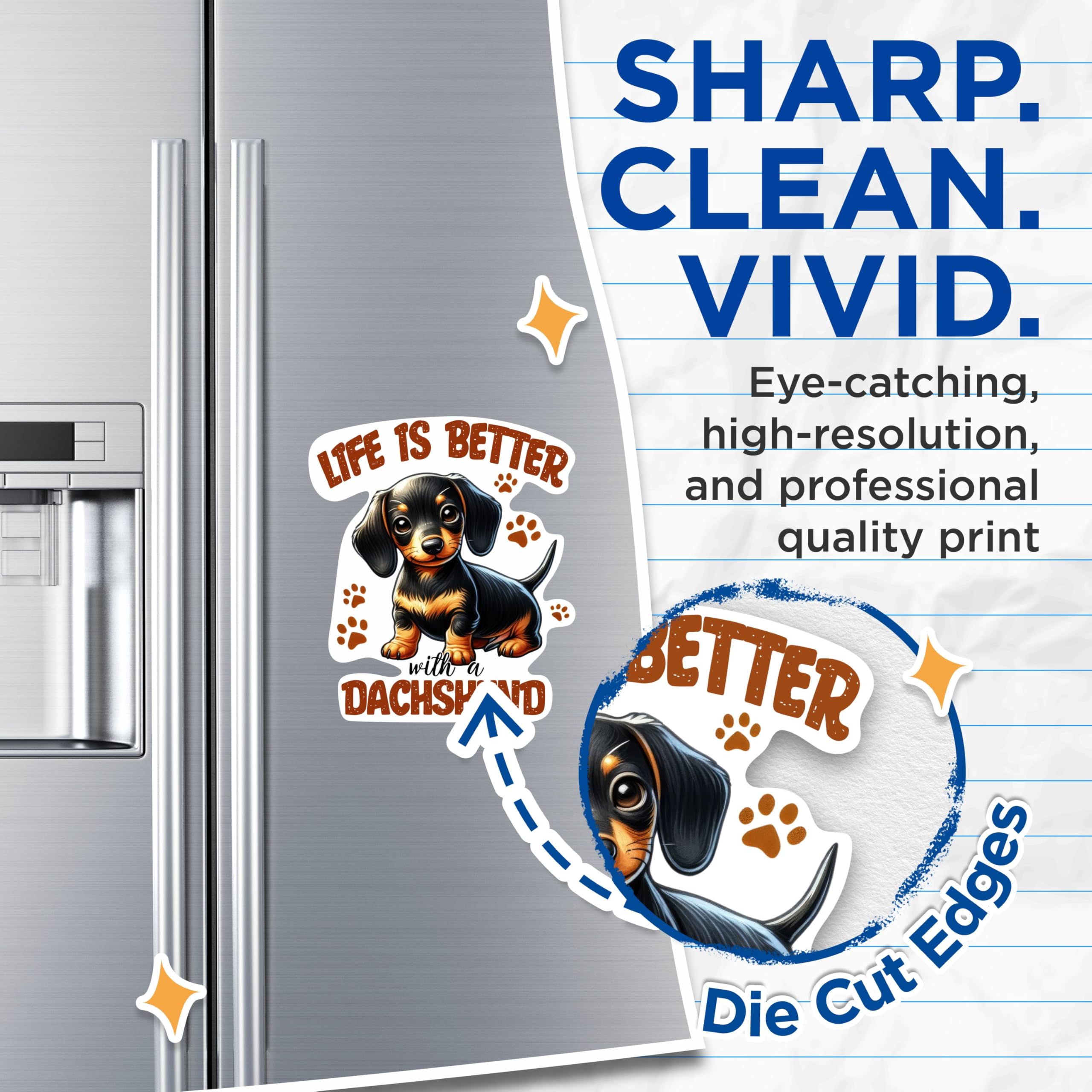 (2 Pack) Life is Better with a Dachshund Magnets - Cute Wiener Dog Breed Magnet - 5 Inches On Longest Side - Premium Magnet - for Cars, Refrigerators, Toolboxes - Made in USA - MAG1999