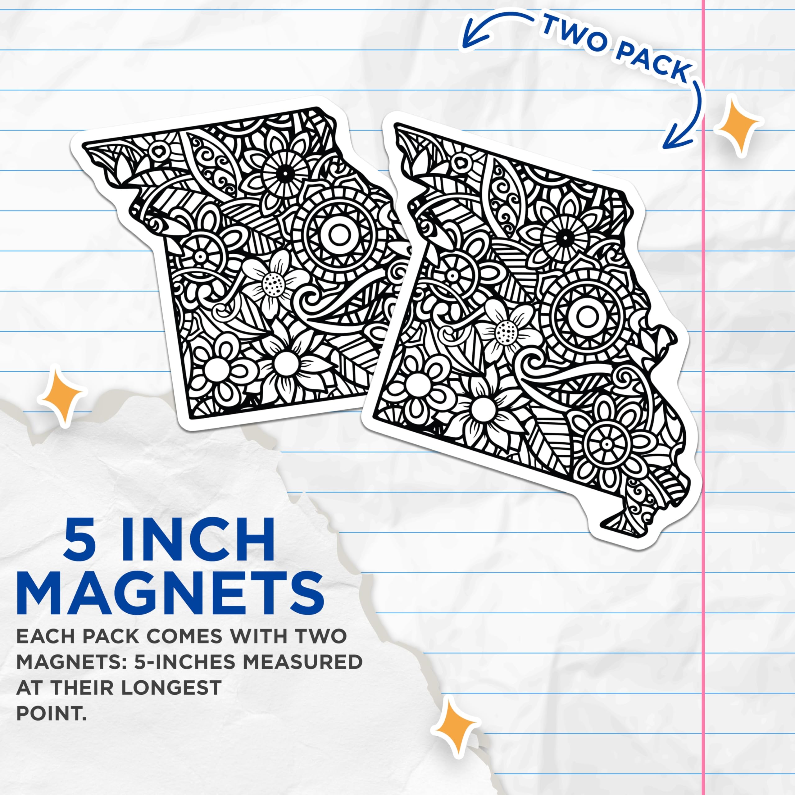 (2 Pack) Missouri State Magnets - Floral State Magnet - State Pride Magnet - 5" On Longest Side - Premium Magnet - for Cars, Refrigerators, Toolboxes, Lockers - Made in USA - MAG18129