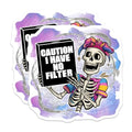 (2 Pack) Skeleton Meme Stickers - No Filter Funny Stickers - Humorous Skeleton Decals for Laptops and Notebooks - 5" On Longest Side - Sticks to Smooth Flat Surfaces - Made in USA - BMCS4406