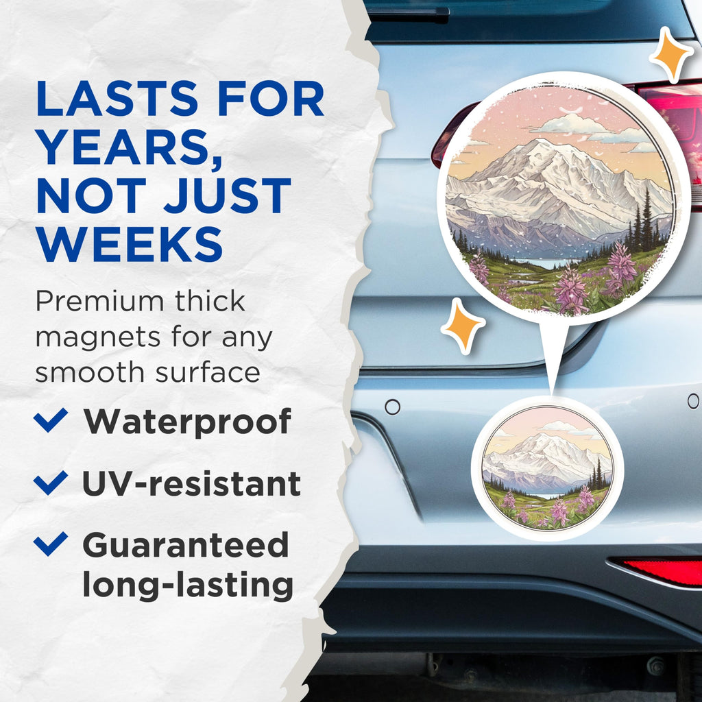 (2 Pack) Mountain View Magnets - Landscape Art - Fridge Magnets - 5" On Longest Side - Premium Magnet - for Cars, Refrigerators, Toolboxes, Lockers - Made in USA - MAG17921