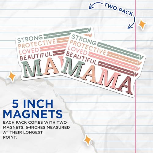 (2 Pack) Mama Strong Protective Magnets - Loved Beautiful Inspirational Quote - 5" On Longest Side - for Cars, Fridges, Toolboxes - Made in USA - MAG7151