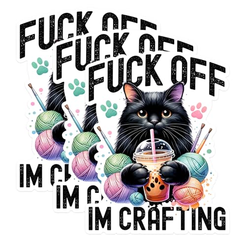 (3 Pack) Funny Cat Decals - Crafting Decal - Laptop Decal - 3 Inches On Longest Side - Easy Peel & Apply - Made in USA - 3MCS1340