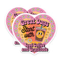 (2 Pack) Iced Coffee Gratitude Magnets - Retro Smiley Face Kitchen Decor - Groovy Daisy Heart Affirmation - 5 Inches On Longest Side - Thick Durable Magnet - Made in USA - MAG22885