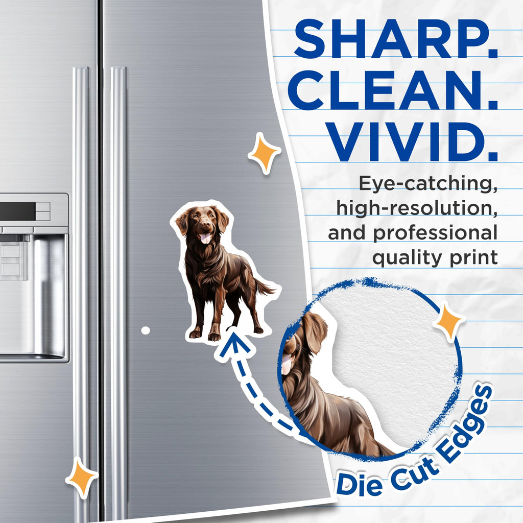(2 Pack) Flat Coated Retriever Magnets - Brown Dog Art - Happy Pet Owner Fridge Decor - Dog Mom Dad Item - 5 Inches On Longest Side - Thick Durable Magnet - Made in USA - MAG28886