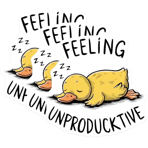 (3 Pack) Unproductucktive Decals - Lazy Duck Stickers - Funny Laptop Decal - 3 Inches On Longest Side - Easy Peel & Apply - Made in USA - 3MCS8293