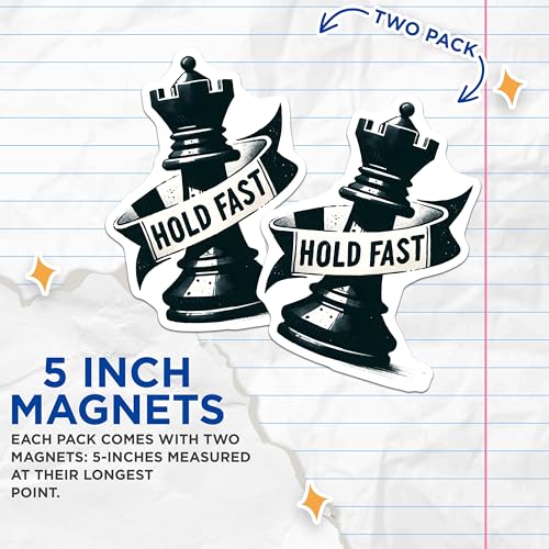 (2 Pack) Chess Piece Magnets - Hold Fast Chess Magnets - Motivational Magnets for Chess Lovers - 5" On Longest Side - for Cars, Refrigerators, Toolboxes, Lockers - Made in USA BMCS3187