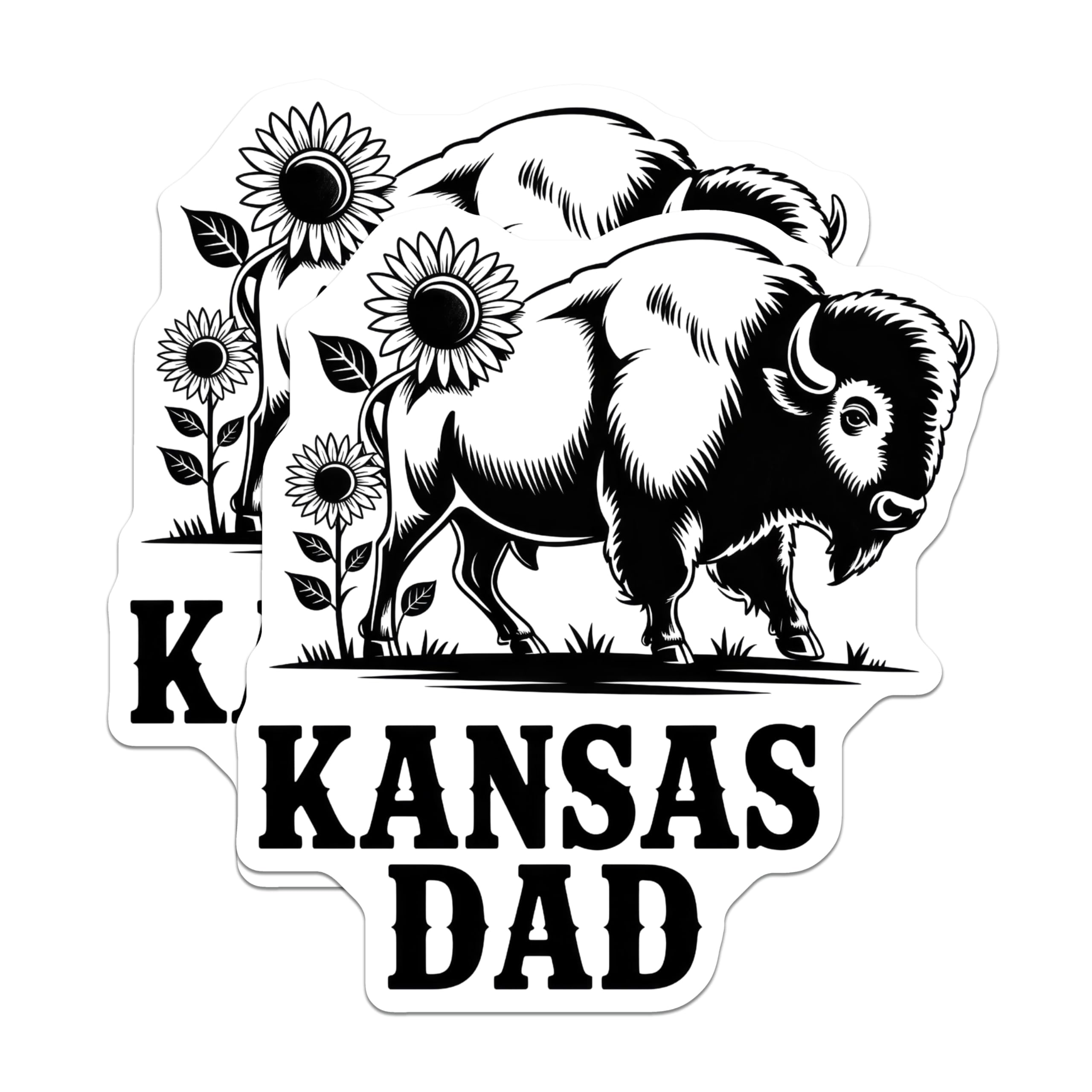 (2 Pack) Kansas Dad Magnets - Bison Sunflower - Home Decor - Refrigerator Magnets - 5" On Longest Side - Premium Magnet - for Cars, Refrigerators, Toolboxes, Lockers - Made in USA - MAG17730