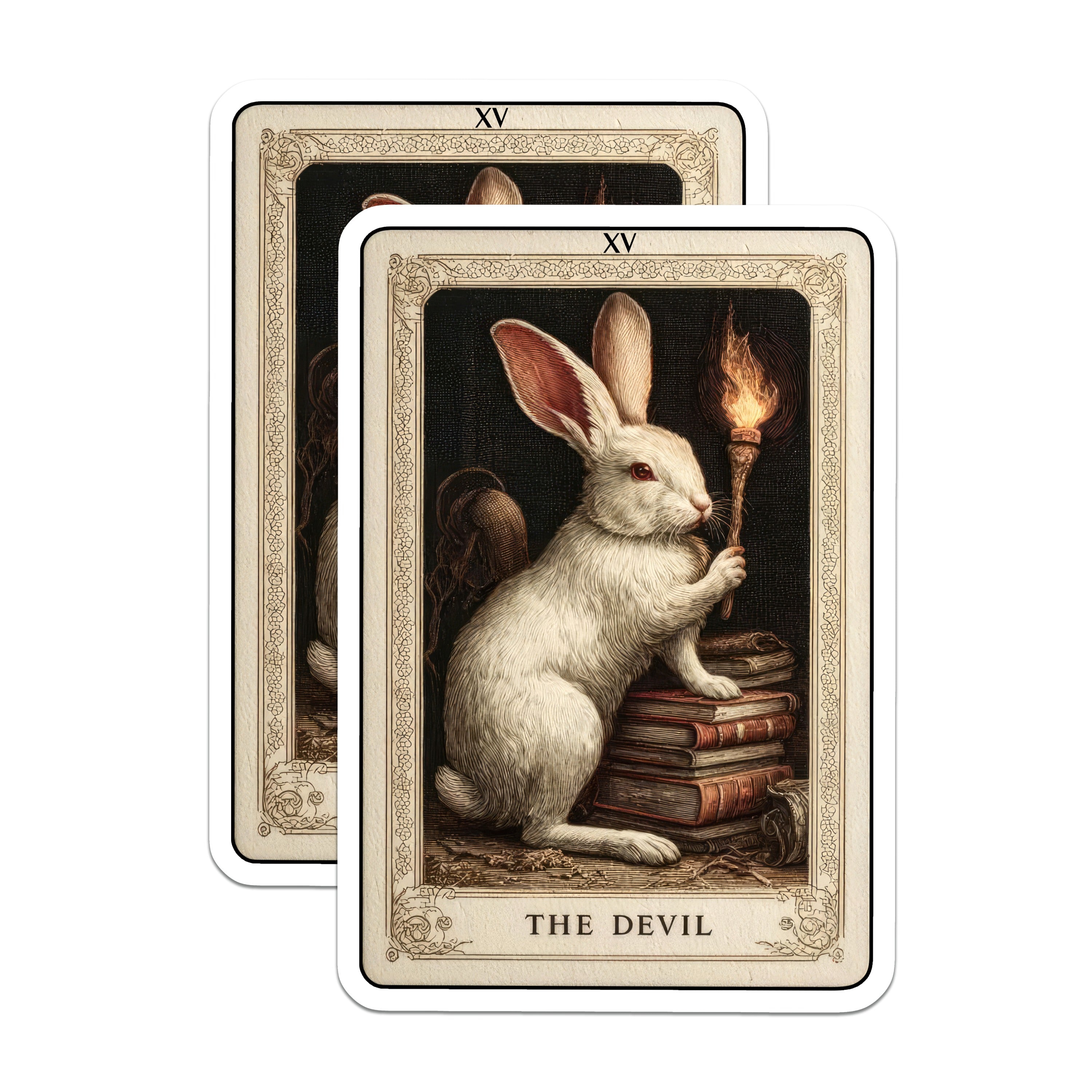 (2 Pack) The Devil Tarot Card Magnets - White Rabbit Occult Art Mystical - Dark Academia Decor Witchy Aesthetic Home - 5 Inches On Longest Side - Thick Durable Magnet - Made in USA - MAG36018