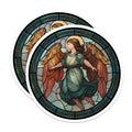 (2 Pack) Angel Art Magnets - Stained Glass Look - Guardian Angel Decor - 5" On Longest Side - Premium Magnet - for Cars, Refrigerators, Toolboxes, Lockers - Made in USA - MAG14706