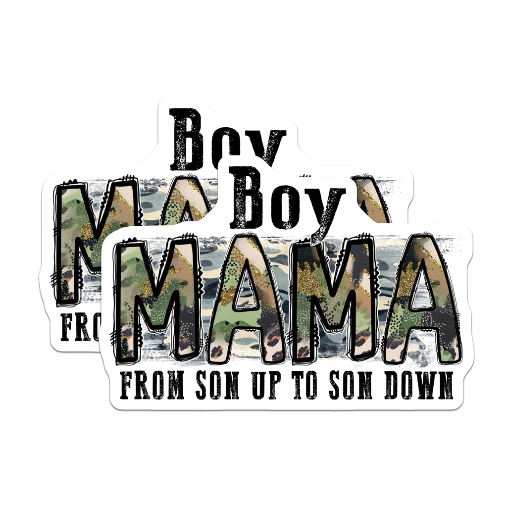 (2 Pack) Boy Mama Magnets - Camo Mom Life - Son Up Son Down Mother's Day - 5 Inches On Longest Side - Thick Durable Magnet - Made in USA - MAG25209
