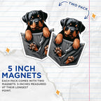 (2 Pack) Puppy Magnets - Rottweiler Magnets - Dog Fridge Magnets - Cute Dog Magnets - Animal Lover Magnets - 5" On Longest Side - for Cars, Fridges, Toolboxes - Made in USA - MAG4379