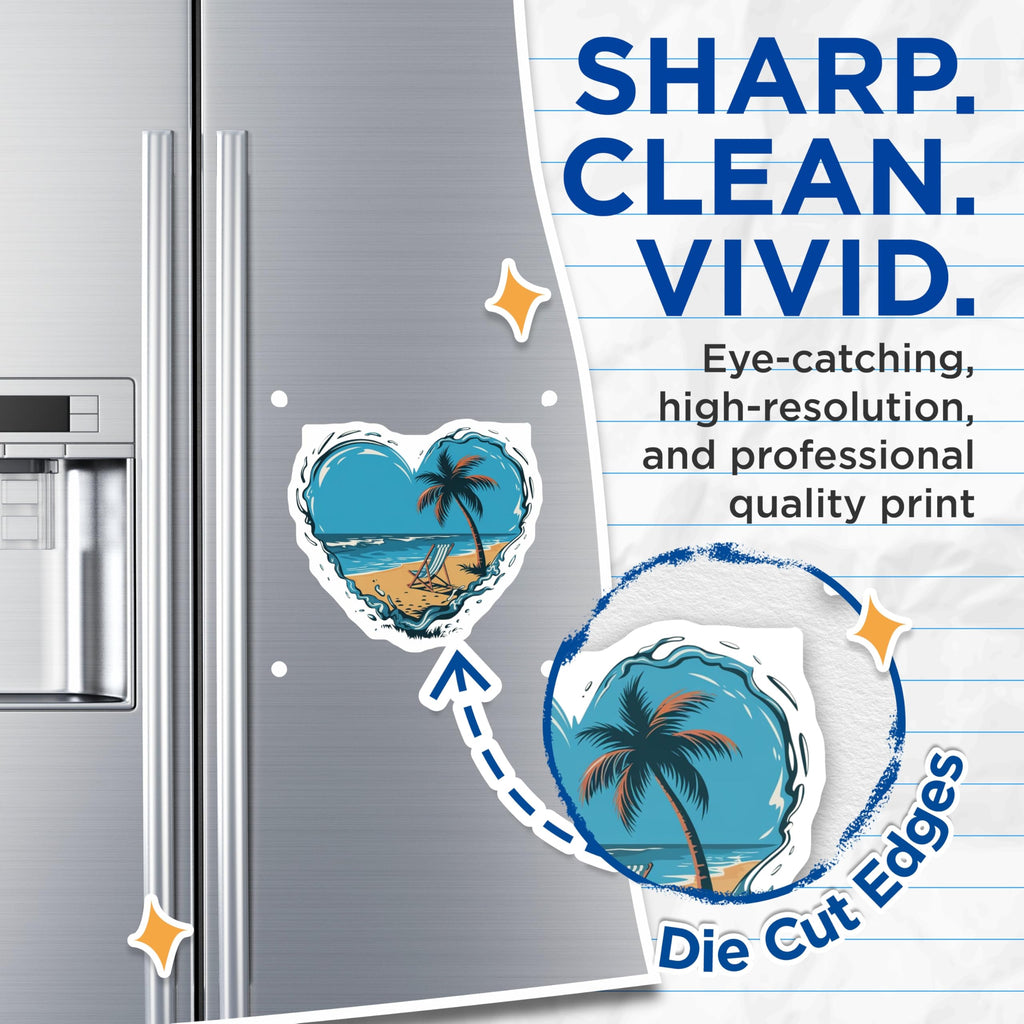 (2 Pack) Beach Scene Magnets - Tropical Ocean Decor - Summer Vacation Vibes - 5 Inches On Longest Side - Thick Durable Magnet - Made in USA - MAG29937