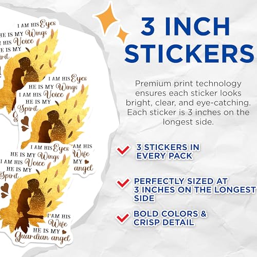 (3 Pack) Couple Decals - Guardian Angel Sticker - Husband and Wife Laptop Decals - 3 Inches On Longest Side - Easy Peel & Apply - Made in USA - 3MCS4882