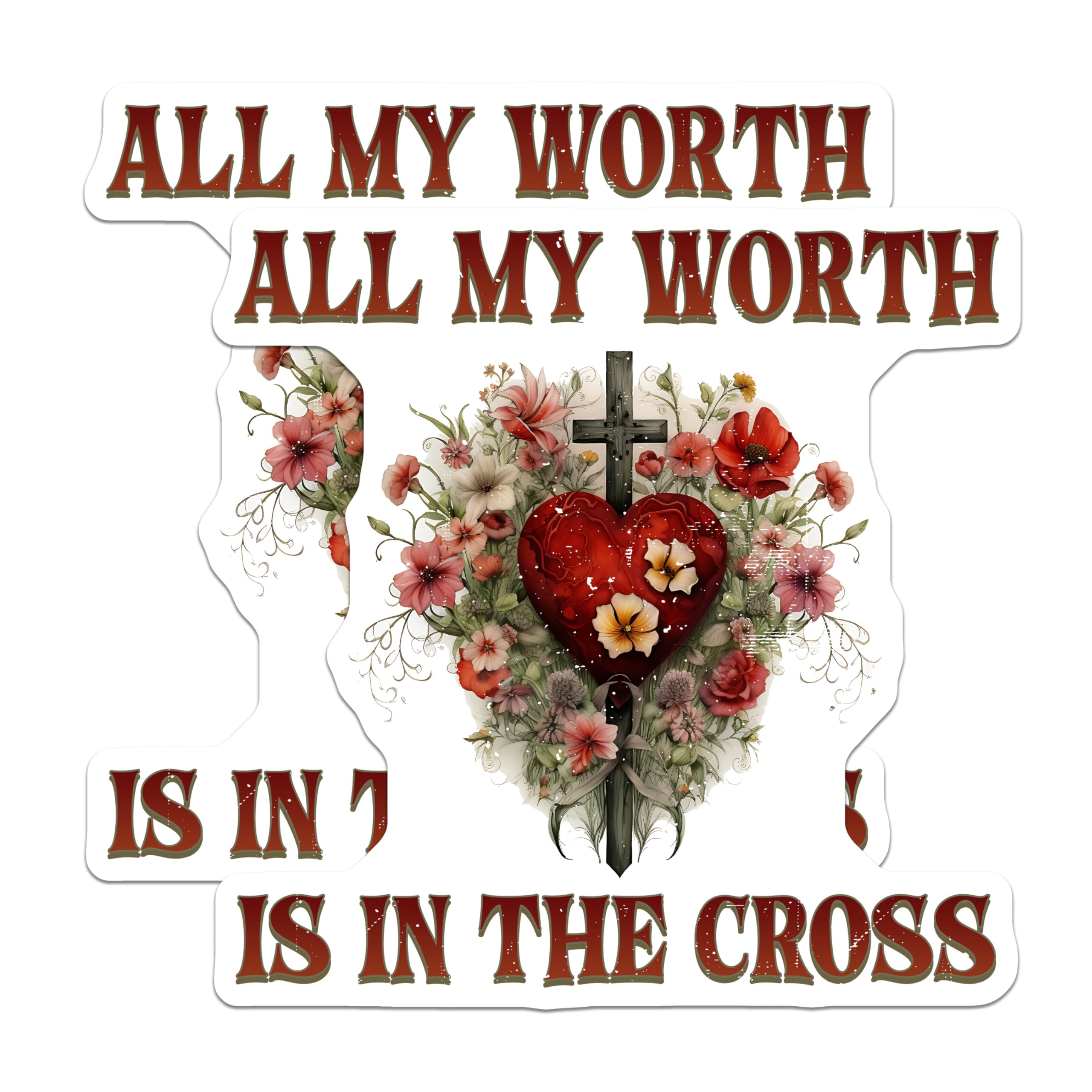 (2 Pack) Christian Faith Magnets - Religious Cross Heart - Inspirational Floral Devotional Magnets for Refrigerator Decor - 5 Inches On Longest Side - Thick Durable Magnet - Made in USA - MAG25330