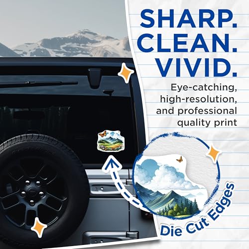 (2 Packs) Mountains and Beautiful Scenery Stickers - Forest Hiking Nature Beautiful Decals - 5 Inches On Longest Side - Premium Vinyl Decal - Sticks To Any Smooth Flat Surface - Made In USA - BMCS2291