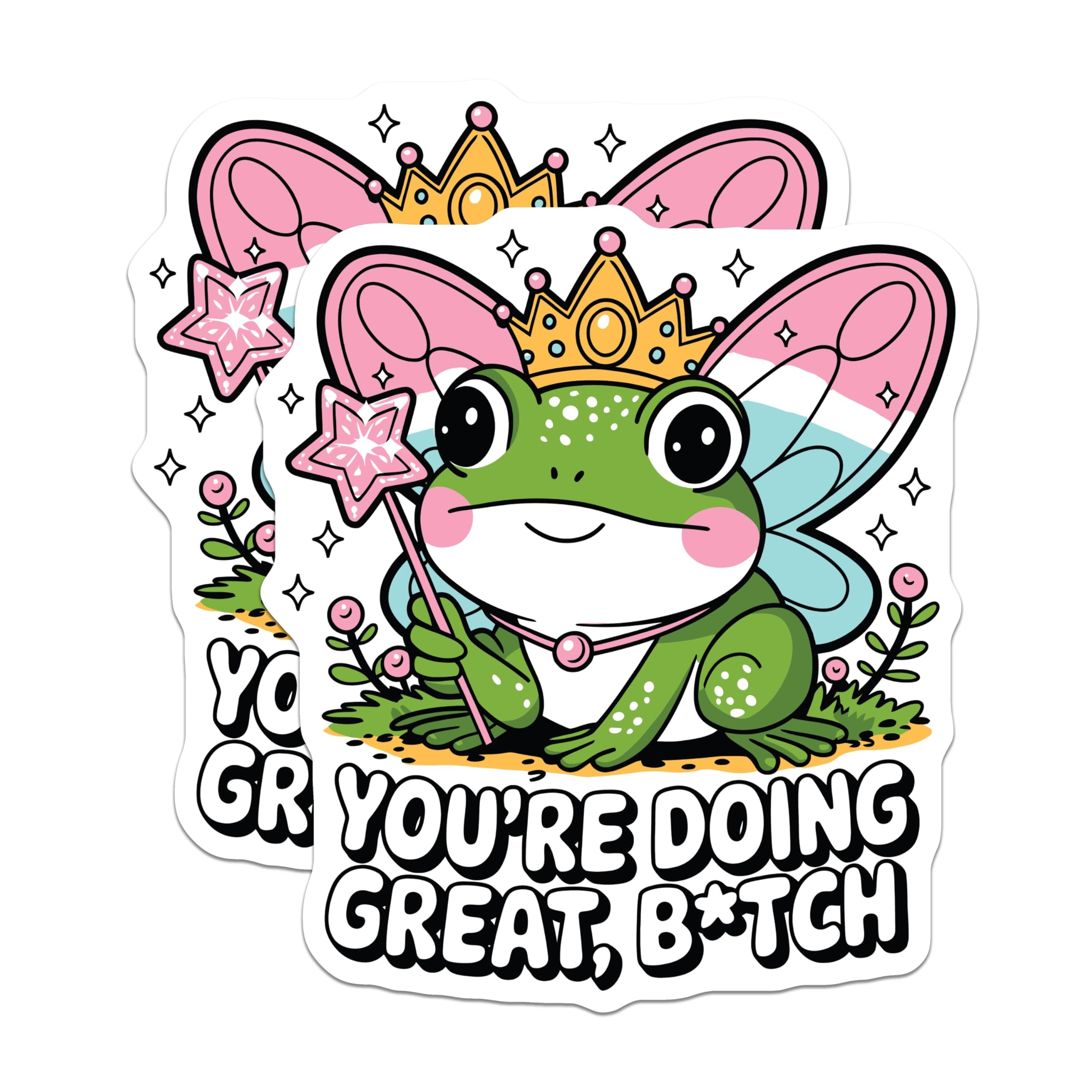 (2 Pack) Frog Fairy Magnets - Cute Animal Magnets - Encouragement Magnet Sets - 5" On Longest Side - Premium Magnet - for Cars, Refrigerators, Toolboxes, Lockers - Made in USA - MAG16623
