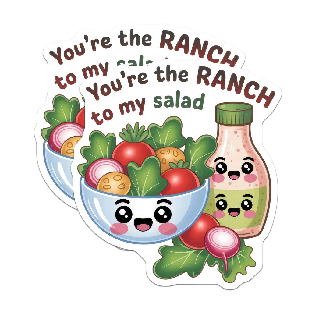(2 Pack) Ranch Salad Magnets - You're The Ranch to My Salad - Funny Foodie Decor - Kawaii Couple Love Note - 5 Inches On Longest Side - Thick Durable Magnet - Made in USA - MAG38353