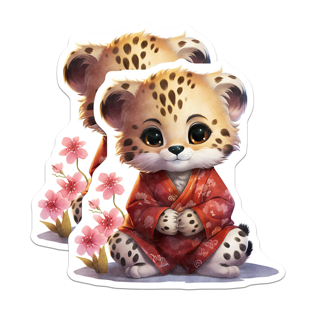 (2 Pack) Baby Leopard Magnets - Cute Animal Decor - Fridge Magnets - 5" On Longest Side - Premium Magnet - for Cars, Refrigerators, Toolboxes, Lockers - Made in USA - MAG17069
